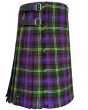 Christian Dewar Tartan Kilt in Purple Color Buckle Side View – Genuine Leather Straps & Rust Free Buckles