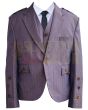 Custom Made Tweed Wool Argyll Kilt Jacket with Vest, Gray color for Male