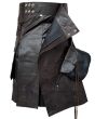 Dark Brown Leather Kilt With Sporran featuring traditional pleated leather design and functional sporran accessory