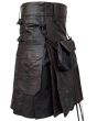 Dark Brown Leather Kilt With Sporran showcasing premium leather craftsmanship with stylish utility pockets