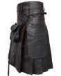 Dark Brown Leather Kilt With Sporran highlighting classic pleated back and elegant sporran detail