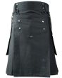 Dark Grey Utility Kilt With Chain, Gray color for Male