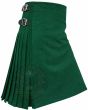 Emerald Green Wool Kilt right side view showing soft wool pleats
