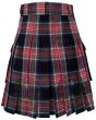 Back view of tartan utility kilt with pleats