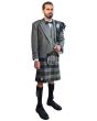 Gray Argyll Tweed Kilt Outfit For Men, Black color for Male