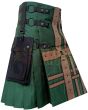 Green Tactical Hybrid Fashion Kilt, Green color for Male