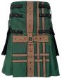 Green Tactical Hybrid Fashion Kilt, Green color for Male