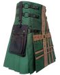 Green Tactical Hybrid Fashion Kilt, Green color for Male