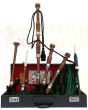 Green Velvet Bagpipe Set Brown & Silver Finish With Hard Case, Brown color for Male