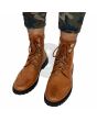 Angled left side view of Half Long Tan Brown Scottish Leather Kilt Boots shoes