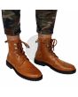Half Long Tan Brown Scottish Leather Kilt Boots