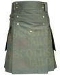 Heavy Cotton Olive Green Utility Kilt, Olive Green color for Male