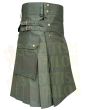 Heavy Cotton Olive Green Utility Kilt, Olive Green color for Male