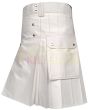 Heavy Cotton White Utility Kilt, White color for Male