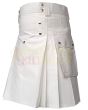 Heavy Cotton White Utility Kilt, White color for Male