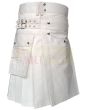 Heavy Cotton White Utility Kilt, White color for Male