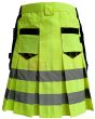 High Visibility Firefighter Kilt For Working Men Kilt, Yellow color for Male