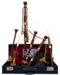 Black Velvet Bagpipe Set Brown & Gold Finish With Hard Case, Black color for Male