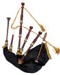 Black Velvet Bagpipe Set Brown & Gold Finish With Hard Case, Black color for Male
