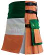 Ireland Flag Kilt Hybrid Kilt, Orange color for Male