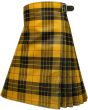 MacLeod of Lewis Tartan Style Leather Kilt left side view showing functional cargo pocket and tartan style leather panels