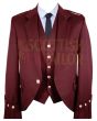 Maroon Argyll Kilt Jacket with Vest, Burgundi color for Male