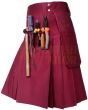 Maroon Work wear Utility kilt for Working Men, Burgundi color for Male