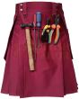 Maroon Work wear Utility kilt for Working Men, Burgundi color for Male