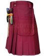 Maroon Work wear Utility kilt for Working Men, Burgundi color for Male