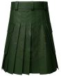 Men Classic Green Leather Kilt back view with pleated leather panels and classic kilt silhouette