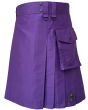 Premium Purple Cotton Utility Kilt With Button Closure