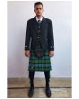 Modern Black Argyll Tweed Outfit with Gun Ancient Tartan Kilt, Black color for Male
