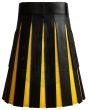 Modern Black Kilt With Yellow Interior Pleats back view with yellow interior pleats and contemporary kilt style