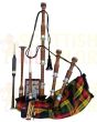 Buchanan Tartan Bagpipe Set Brown & Silver Finish With Hard Case, Brown color for Male