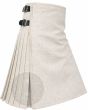 Off White Wool Kilt right side view showing soft wool pleats and flowing traditional design
