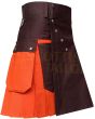 Orange & Brown Work wear Utility kilt for Working Men, Orange color for Male