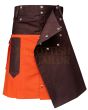 Orange & Brown Work wear Utility kilt for Working Men, Orange color for Male