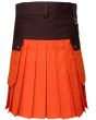 Orange & Brown Work wear Utility kilt for Working Men, Orange color for Male