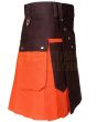 Orange & Brown Work wear Utility kilt for Working Men, Orange color for Male