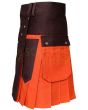 Orange & Brown Work wear Utility kilt for Working Men, Orange color for Male