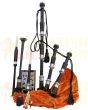 Orange Velvet Bagpipe Set Silver & Black Finish With Hard Case, Orange color for Male