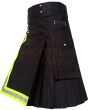Premium Black Firefighter Utility Kilt For Men, Black color for Male