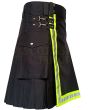 Premium Black Firefighter Utility Kilt For Men, Black color for Male