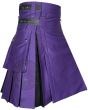 Purple and black hybrid kilt right side view with cargo pocket