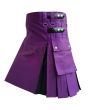 Purple With Black Hybrid Kilt: Scottish Kilts For Sale