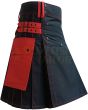 Red & Black Utility Hybrid Kilt, Black color for Male