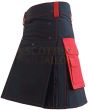 Red & Black Utility Hybrid Kilt, Black color for Male