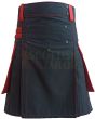 Red & Black Utility Hybrid Kilt, Black color for Male