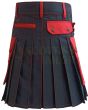 Red & Black Utility Hybrid Kilt, Black color for Male