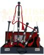 Red & Black Velvet Bagpipe Set Silver & Black Finish With Hard Case, Red color for Male